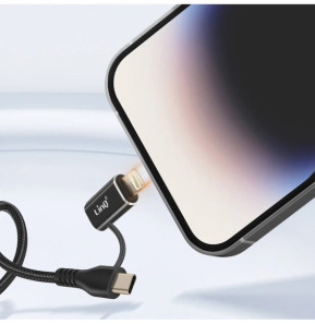 LinQ Adaptateur OTG USB vers Lightning et USB-C Transfert de Données Rapide Noir