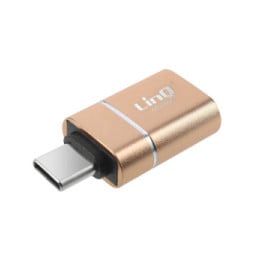 LinQ Adaptateur OTG USB vers USB C Compact et Pratique Dorée