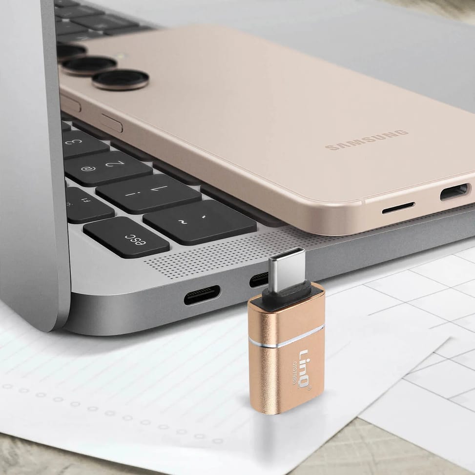 LinQ Adaptateur OTG USB vers USB C Compact et Pratique Dorée — image 3