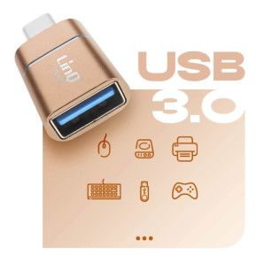 LinQ Adaptateur OTG USB vers USB C Compact et Pratique Dorée