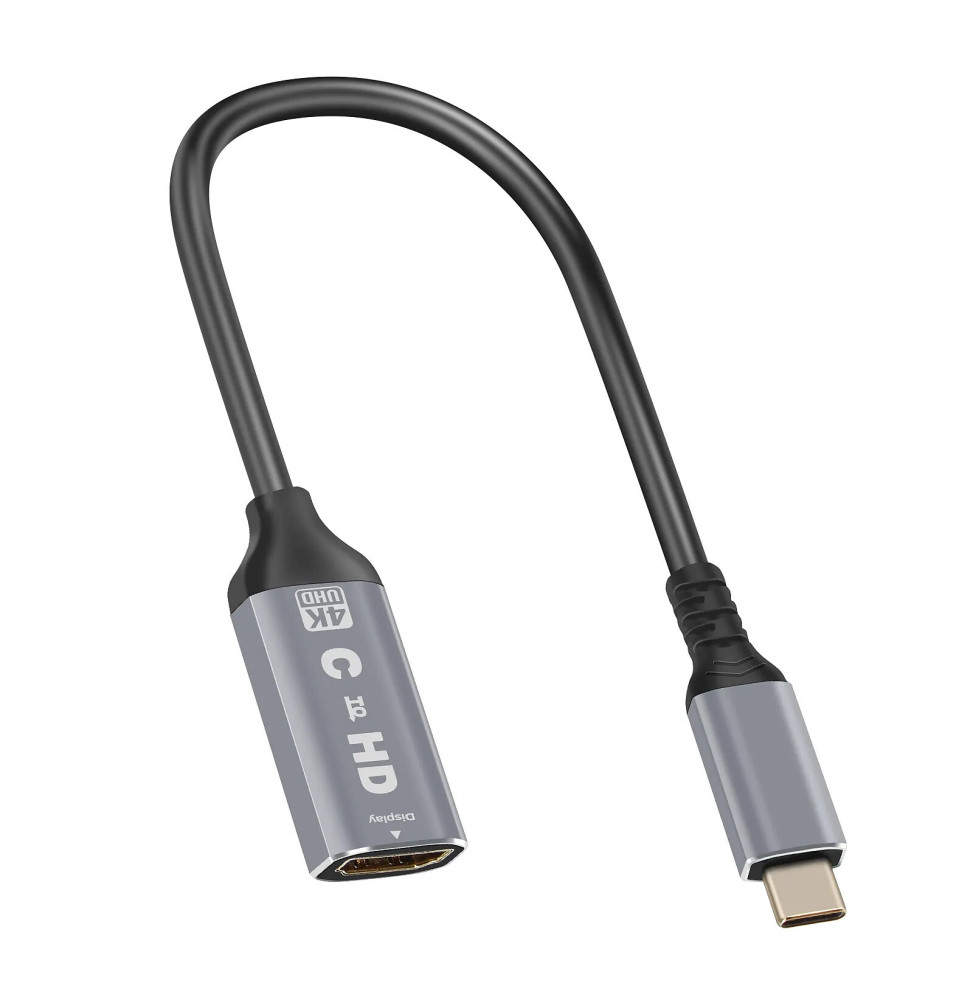 LinQ Adaptateur Vidéo USB C vers HDMI 4K Haute Résolution Design Compact Noir