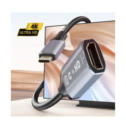 LinQ Adaptateur Vidéo USB C vers HDMI 4K Haute Résolution Design Compact Noir