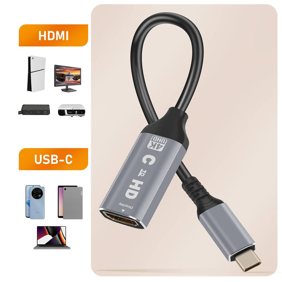 LinQ Adaptateur Vidéo USB C vers HDMI 4K Haute Résolution Design Compact Noir — image 4