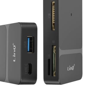 LinQ Hub USB C + Lightning Multiport Lecteur Carte OTG Polyvalent Noir — image 2