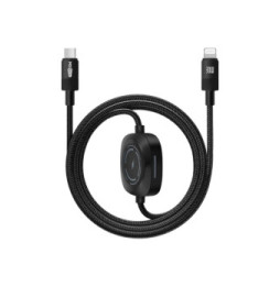 Max excell Câble USB-C vers Lightning 30W et Apple Watch Nylon Tressé 1m Noir