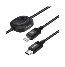 Max excell Câble USB-C vers Lightning 30W et Apple Watch Nylon Tressé 1m Noir