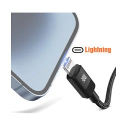 Max excell Câble USB-C vers Lightning 30W et Apple Watch Nylon Tressé 1m Noir
