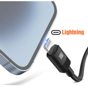 Max excell Câble USB-C vers Lightning 30W et Apple Watch Nylon Tressé 1m Noir