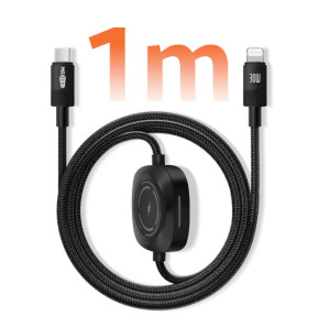 Max excell Câble USB-C vers Lightning 30W et Apple Watch Nylon Tressé 1m Noir