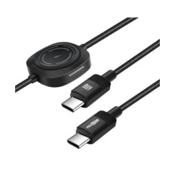 Max excell Câble USB-C vers USB-C 60W et Apple Watch Nylon Tressé 1m Noir