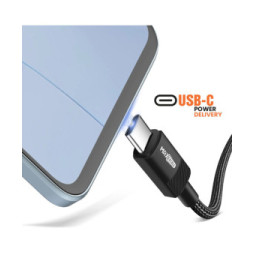 Max excell Câble USB-C vers USB-C 60W et Apple Watch Nylon Tressé 1m Noir