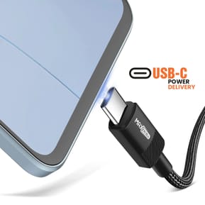 Max excell Câble USB-C vers USB-C 60W et Apple Watch Nylon Tressé 1m Noir — image 3