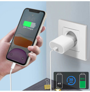 Mayaxess Câble iPhone USB-C vers Lightning – 1 mètre Blanc