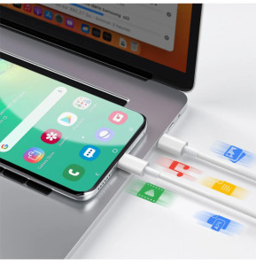 Mayaxess Câble Samsung Galaxy S24 e S24 FE USB-C vers USB-C 20W 1 mètre Blanc