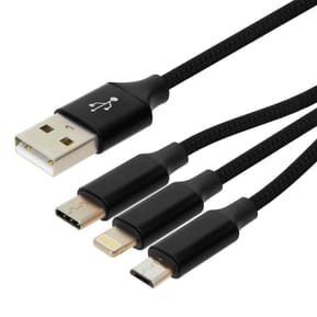 Moxie Câble 3 en 1 Lightning USB type C Micro USB Multi-embouts Charge 3A Noir — image 2