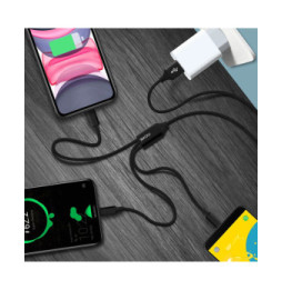 Moxie Câble 3 en 1 Lightning USB type C Micro USB Multi-embouts Charge 3A Noir