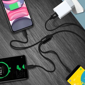 Moxie Câble 3 en 1 Lightning USB type C Micro USB Multi-embouts Charge 3A Noir — image 3