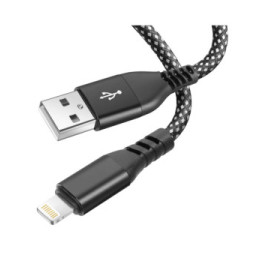 Moxie Câble pour iPhone en nylon tressé noir 2m, USB vers Lightning,