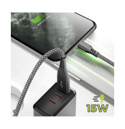 Moxie Câble pour iPhone en nylon tressé noir 2m, USB vers Lightning,