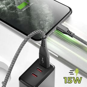 Moxie Câble pour iPhone en nylon tressé noir 2m, USB vers Lightning, — image 3