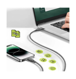Moxie Câble pour iPhone en nylon tressé noir 2m, USB vers Lightning,