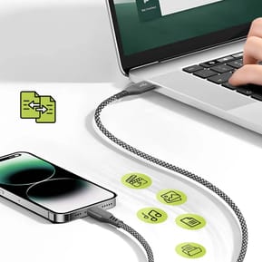 Moxie Câble pour iPhone en nylon tressé noir 2m, USB vers Lightning, — image 4