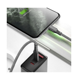 Moxie Câble pour iPhone en nylon tressé noir 2m, USB-C vers Lightning,