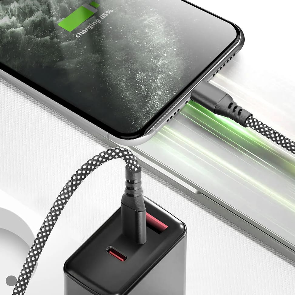 Moxie Câble pour iPhone en nylon tressé noir 2m, USB-C vers Lightning, — image 3