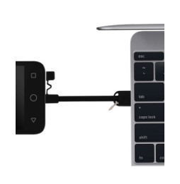 Moxie Mini-câble USB Reversible 10cm Tablette/Smartphone Charge + Synchro Noir