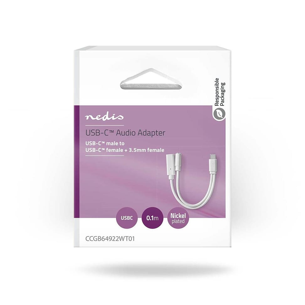 Nedis Adaptateur USB-C vers USB-C femelle + Jack 3.5 mm Blanc — image 4