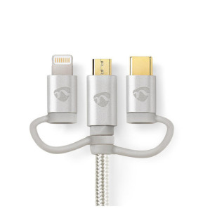 Nedis Câble 3-en-1 USB vers micro-USB, USB-C, Lightning - 1 m