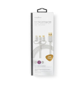 Nedis Câble 3-en-1 USB vers micro-USB, USB-C, Lightning - 1 m