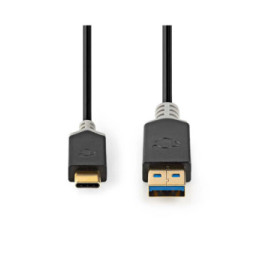 Nedis Câble de Charge et de Données USB-A Mâle vers USB-C Mâle 60W 5 Gbps 1m Noir / Or
