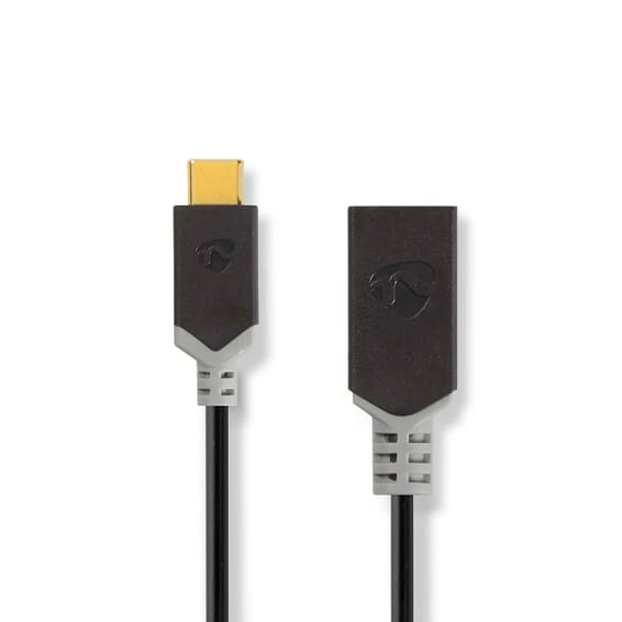Nedis Câble de Charge et de Données USB-C Mâle USB-A Femelle 60W 5 Gbps 0.15m Noir