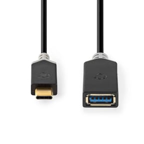 Nedis Câble de Charge et de Données USB-C Mâle USB-A Femelle 60W 5 Gbps 0.15m Noir — image 2