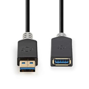 Nedis Câble USB 3.2 Gen 1 USB-A Mâle vers USB-A Femelle 5 Gbps 2m Noir — image 2
