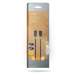 Nedis Câble USB 3.2 Gen 1 USB-A Mâle vers USB-A Femelle 5 Gbps 2m Noir — image 3