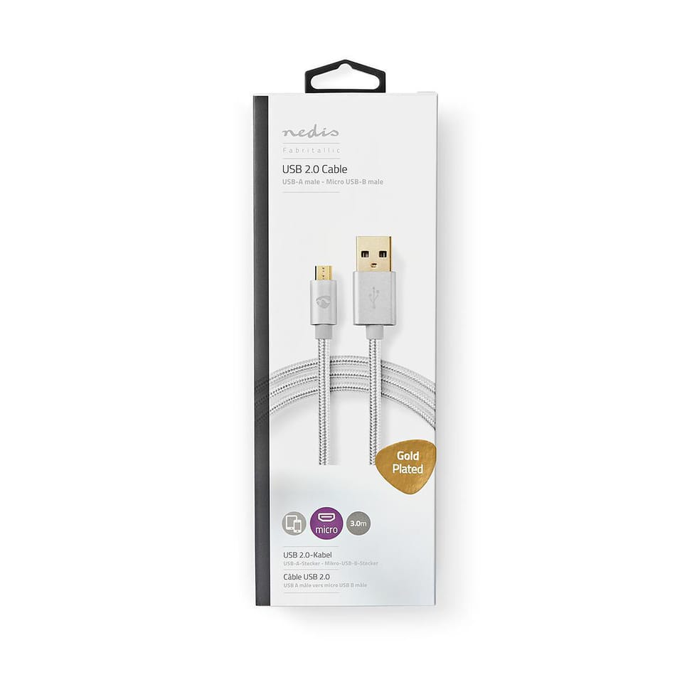 Nedis Câble USB-A vers micro-USB-B - 3 m — image 5