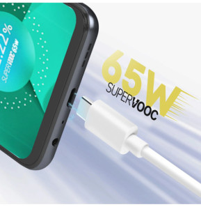 Oppo Câble USB vers USB-C SuperVOOC 65W, officiel - Blanc 1m