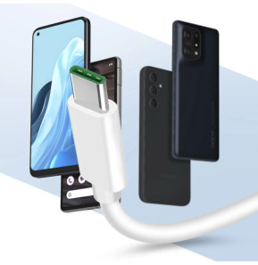 Oppo Câble USB vers USB-C VOOC 65W, officiel DL129 - Blanc 1m