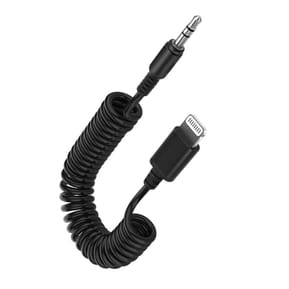 Puluz Câble Lightning vers Jack 3.5mm Mâle Son de Qualité Cordon spiralé 1m Noir