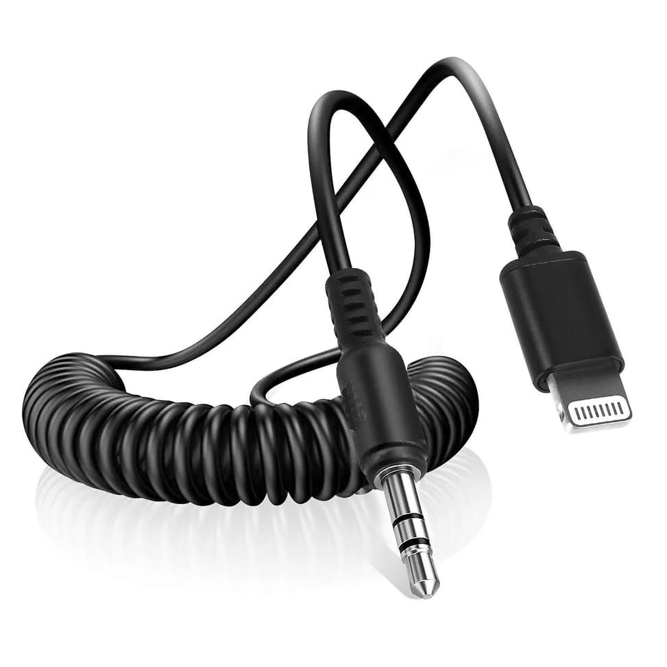 Puluz Câble Lightning vers Jack 3.5mm Mâle Son de Qualité Cordon spiralé 1m Noir — image 2