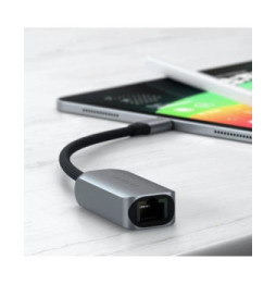Satechi Adaptateur USB-C vers Ethernet 2.5 Gigabit en Nylon Tressé Gris