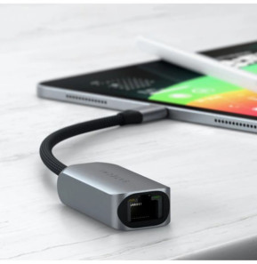 Satechi Adaptateur USB-C vers Ethernet 2.5 Gigabit en Nylon Tressé Gris