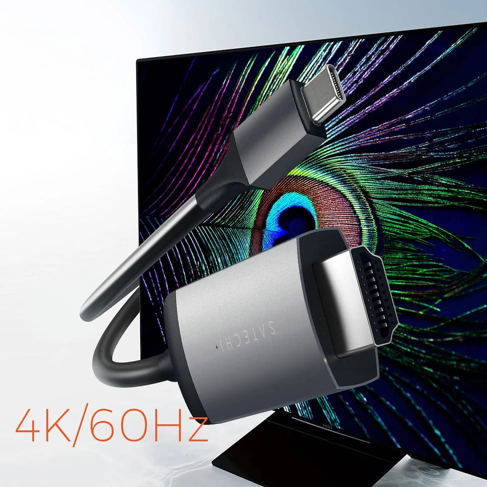 Satechi Câble USB C vers HDMI Résolution 4K 60Hz Longueur 175cm Gris sidéral — image 3