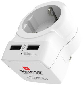 Skross - Adaptateur secteur Skross Europe vers Royaume-uni sortie USB blanc