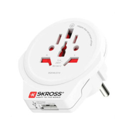 Skross - Adaptateur Secteur Skross Monde À Europe 1 Port Usb Blanc