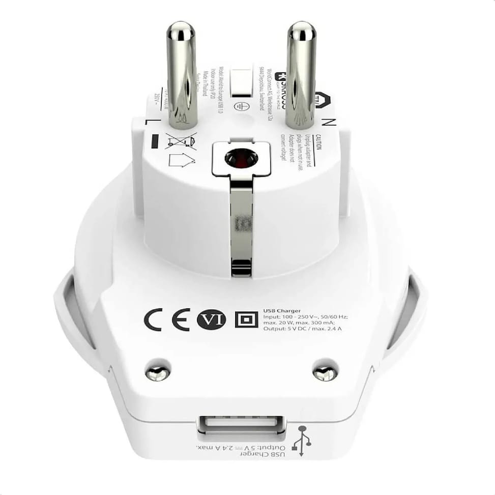 Skross - Adaptateur Secteur Skross Monde À Europe 1 Port Usb Blanc — image 2