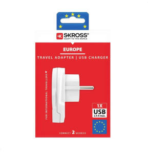 Skross - Adaptateur Secteur Skross Monde À Europe 1 Port Usb Blanc