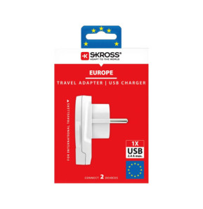 Skross - Adaptateur Secteur Skross Monde À Europe 1 Port Usb Blanc